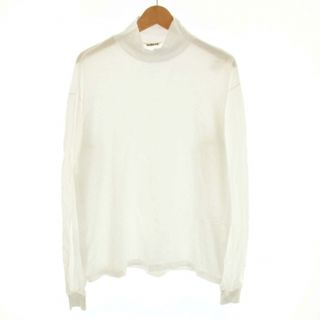 AURALEE SEAMLESS HI NECK L/S TEE 長袖 4 白(Tシャツ/カットソー(七分/長袖))