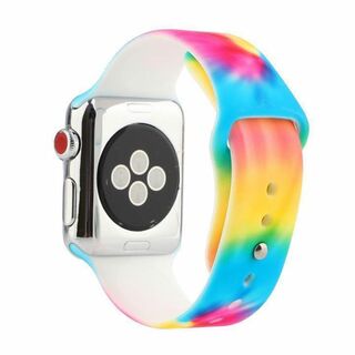 Apple Watch バンド シリコン パステル ビビット タイダイ 絞り染め(腕時計)