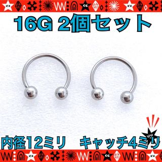 2個　16G ボディピアス サーキュラーバーベル　軟骨　鼻ピ　スクランパー　ロブ(ピアス)