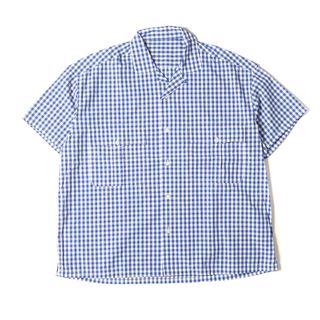 Porter Classic ポータークラシック シャツ サイズ:M ギンガムチェック オープンカラー 半袖シャツ KEROUAC GINGHAM CHECK SHIRT ブルー ホワイト トップス カジュアルシャツ 【メンズ】【中古】(シャツ)