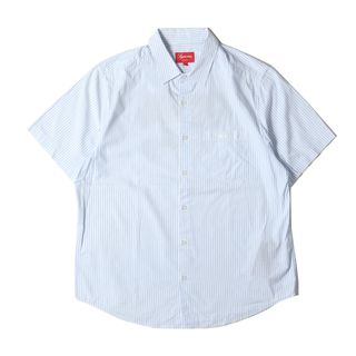 シュプリーム(Supreme)の美品 Supreme シュプリーム シャツ サイズ:M 21SS イギー・ポップ ストライプ 半袖シャツ Iggy Pop S/S Shirt ブルー ホワイト トップス カジュアルシャツ【メンズ】【中古】(シャツ)