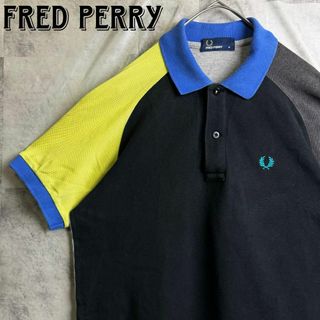 FRED PERRY - 希少 美品 フレッドペリー ラグラン 鹿子ポロシャツ 刺繍ロゴ マルチカラー M