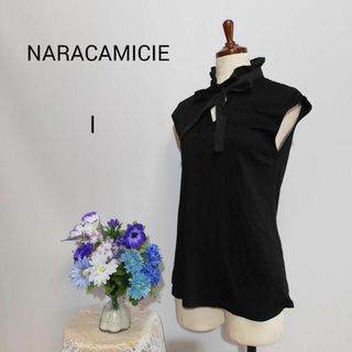 ナラカミーチェ(NARACAMICIE)のナラカミーチェ　極上美品　ノースリーブ　ブラウス　黒色　コットン100%  М(シャツ/ブラウス(半袖/袖なし))