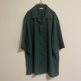 ジーユー(GU)のGU オープンカラー 半袖シャツ L グリーン(Tシャツ/カットソー(半袖/袖なし))