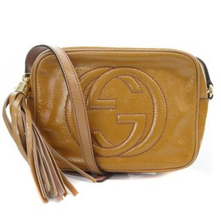 グッチ(Gucci)のグッチ ソーホー エナメル タッセル ショルダーバッグ 茶色(ショルダーバッグ)