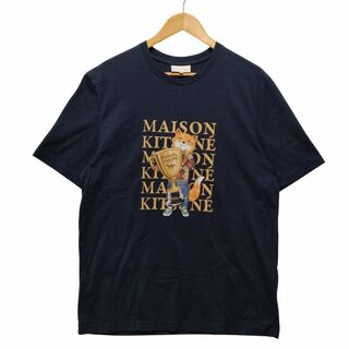 MAISON KITSUNE' - MAISON KITSUNE メゾンキツネ 前面プリント 半袖Ｔシャツ ネイビー サイズXL 正規品 / B5384