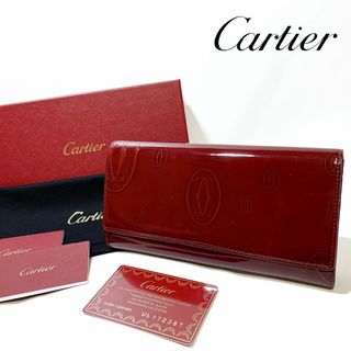 カルティエ(Cartier)のCartier カルティエ ハッピーバースデー 長財布 パテントレザー レッド(財布)