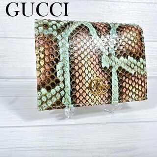 グッチ(Gucci)のGUCCI グッチ 二つ折り財布 パイソン柄 456126 ダブルG ミニ財布(財布)