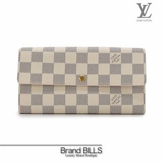 ルイヴィトン(LOUIS VUITTON)の未使用品 ルイ ヴィトン ポルトフォイユ・サラ 長財布 N61735 ダミエ・アズール アイボリー ゴールド金具(財布)