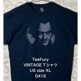 VINTAGE - アメリカ古着 USAビンテージ ホラープリント XLsize ネイビーTシャツ