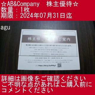 ③【1枚・agu】AB&Company　株主優待券(その他)