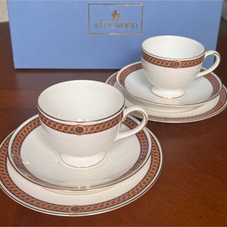 ウェッジウッド(WEDGWOOD)の【レア美品】英国製　ウェッジウッド★コモドア★記念ロゴ　トリオ　ペア(グラス/カップ)