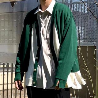 CULLNI STUDIOS別注 layered cardigan/Green(カーディガン)