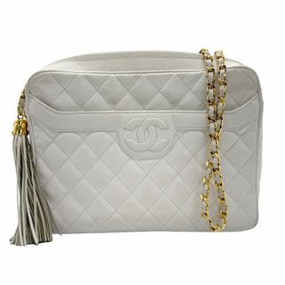 シャネル(CHANEL)のシャネル CHANEL 斜め掛けショルダーバッグ マトラッセ ココマーク キャビアスキンレザー/メタル オフホワイト/ゴールド レディース 送料無料【中古】 z1096(ショルダーバッグ)