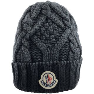 モンクレール(MONCLER)のMONCLER モンクレール 22AW ケーブルニットキャップ H20913B00048 04629 ブラック×グレー系 UNI(ニット帽/ビーニー)