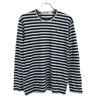 COMME des GARCONS - PLAY COMME des GARCONS プレイコムデギャルソン AD2019 LITTLE RED HEART STRIPED L/S T-SHIRT ハートワッペンボーダーカットソー AZ-T208 ネイビー×ホワイト L