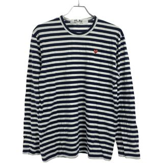 コムデギャルソン(COMME des GARCONS)のPLAY COMME des GARCONS プレイコムデギャルソン AD2019 LITTLE RED HEART STRIPED L/S T-SHIRT ハートワッペンボーダーカットソー AZ-T208 ネイビー×ホワイト L(Tシャツ/カットソー(七分/長袖))