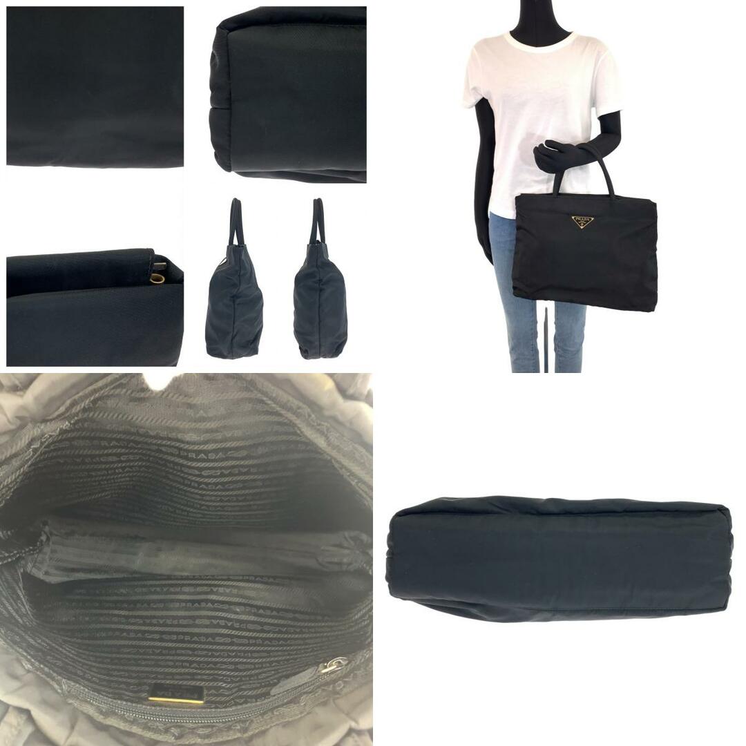 PRADA プラダ テスート 三角ロゴプレート ブラック ゴールド金具 PRADA プラダ テスート 三角ロゴプレート ブラック ゴールド金具