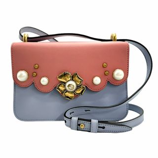 グッチ(Gucci)のグッチ GUCCI 斜め掛けショルダーバッグ レザー/フェイクパール ライトブルー/ピンク レディース 432682 送料無料【中古】 z1109(ショルダーバッグ)