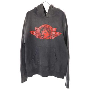 SAINT MICHAEL セントマイケル 24SS HOODIE ANGEL ヴィンテージ加工エンジェルプリントスウェットパーカー SM-YS8-0000-034 グレー L(パーカー)