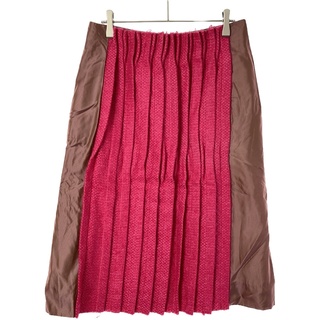 マルニ(Marni)のMARNI マルニ ツイードコンビプリーツミディアムスカート  ピンク 40(ひざ丈スカート)