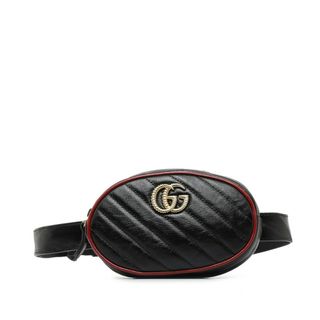 グッチ(Gucci)の美品 グッチ GG マーモント キルティング ウエストポーチ ボディバッグ 476434 レザー レディース GUCCI 【1-0151168】(ボディバッグ/ウエストポーチ)