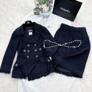 ★CHANEL★極美品★ダブル★COCO★ツイード★セットアップスーツ