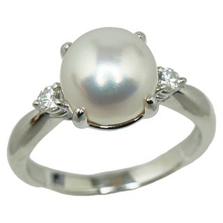 タサキ(TASAKI)の美品 Pt900 プラチナ リング 指輪 #52 アコヤパール 9.1mm ダイヤ 0.11ct 【1-0151693】(リング(指輪))