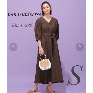 nano・universe - ナノユニバース ヨーロピアンフラックス(R)リネンワンピース 7分袖 S