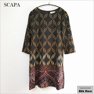 SCAPA レディース 七分袖 チュニック ワンピース 日本製 L　