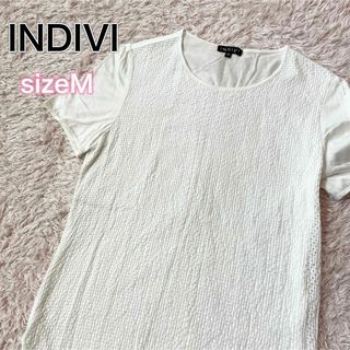 インディヴィ(INDIVI)のINDIVI レース　カットソー　Tシャツ　半袖　白　サイズM(Tシャツ(半袖/袖なし))