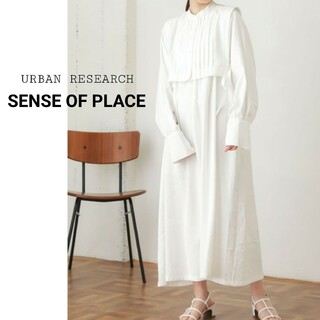 SENSE OF PLACE by URBAN RESEARCH - 極美品　センスオブプレイス　タックベストレイヤードワンピース　2way　白