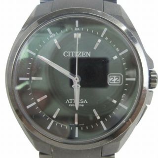 シチズン(CITIZEN)のシチズン アテッサ 腕時計 アナログ エコドライブ 電波 デイト 黒 ウォッチ(腕時計(アナログ))