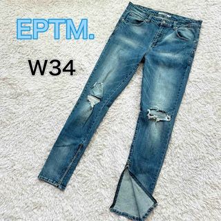 EPTM. 裾ジップ　ダメージデニム　W34