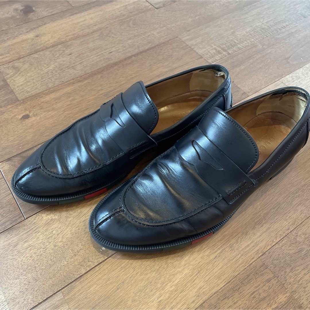 GUCCI グッチ 295117 ウェブソール レザーコインローファー シューズ GUCCI グッチ 295117 ウェブソール レザーコインローファー シューズ