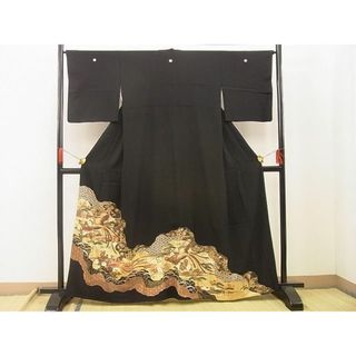 平和屋野田店■豪華黒留袖　鳳凰道長吉祥草花文　金彩　逸品　BAAD2355xi(着物)