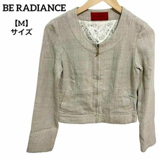 ビーラディエンス(BE RADIANCE)のF28 ビーラディエンス ノーカラージャケット 長袖 ジップアップ ベージュ M(ノーカラージャケット)