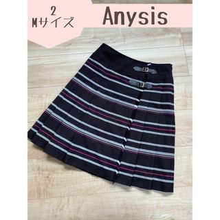 エニィスィス(anySiS)のr【anysis】膝丈スカート　巻きスカート風　西洋風　ボーダー　しましま　4(ひざ丈スカート)