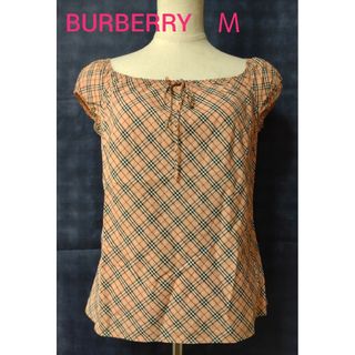 バーバリーブルーレーベル(BURBERRY BLUE LABEL)のバーバリー トップス オレンジチェック 38(カットソー(半袖/袖なし))