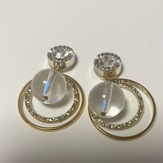 pippiピアス クリアボール×ダブルフープ