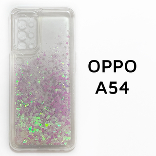 OPPO A54 5G 白 薄ピンク グリッター カバー 動く(Androidケース)
