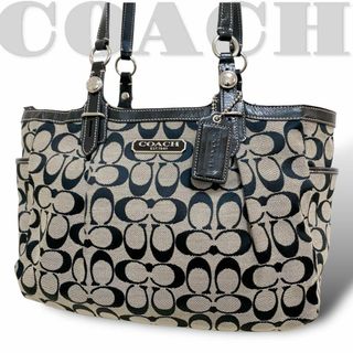 コーチ(COACH)の美品【コーチ】F15146 トートバッグ 肩掛け シグネチャー  キャンバス黒(トートバッグ)