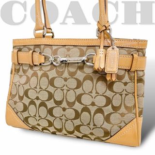 コーチ(COACH)の美品【コーチ】8K06 ハンドバッグ レザー シグネチャー キャンバス(トートバッグ)