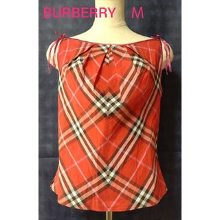 バーバリーブルーレーベル(BURBERRY BLUE LABEL)のバーバリー キャミソール 赤チェック 38(カットソー(半袖/袖なし))