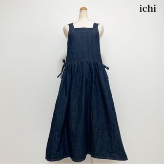 ichi 2WAYコットンデニムワンピース インディゴ ナチュラル ゆったり