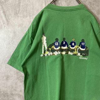 ステューシー(STUSSY)の【サッカーチーム、90年代、usa製】stussyバックプリントTシャツ古着緑(Tシャツ/カットソー(半袖/袖なし))