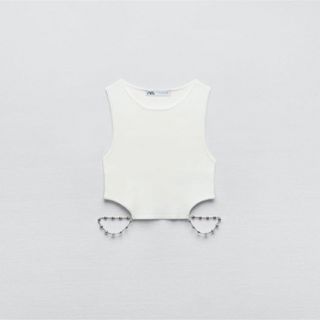 ザラ(ZARA)のZARA カットアウト入りニットトップス(Tシャツ(半袖/袖なし))