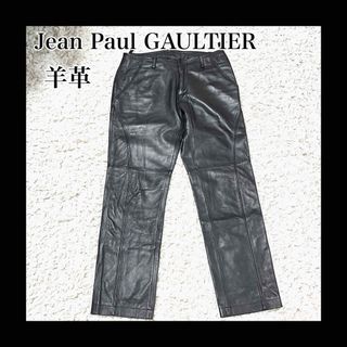 Jean-Paul GAULTIER - 美品 90's ゴルチエオムオブジェ レザーパンツ ラムレザー 羊革 黒 46