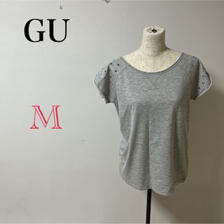 ジーユー(GU)の【GU】レディース　半袖　グレー　ブラウス　シャツ　Tシャツ　カットソー(Tシャツ(半袖/袖なし))