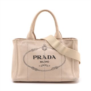 プラダ(PRADA)の美品 プラダ カナパ ミニ 三角ロゴ 2WAY ショルダーバッグ 斜め掛け ハンド トート 人気 定番 ベージュ レディース ENT え13-5(ショルダーバッグ)